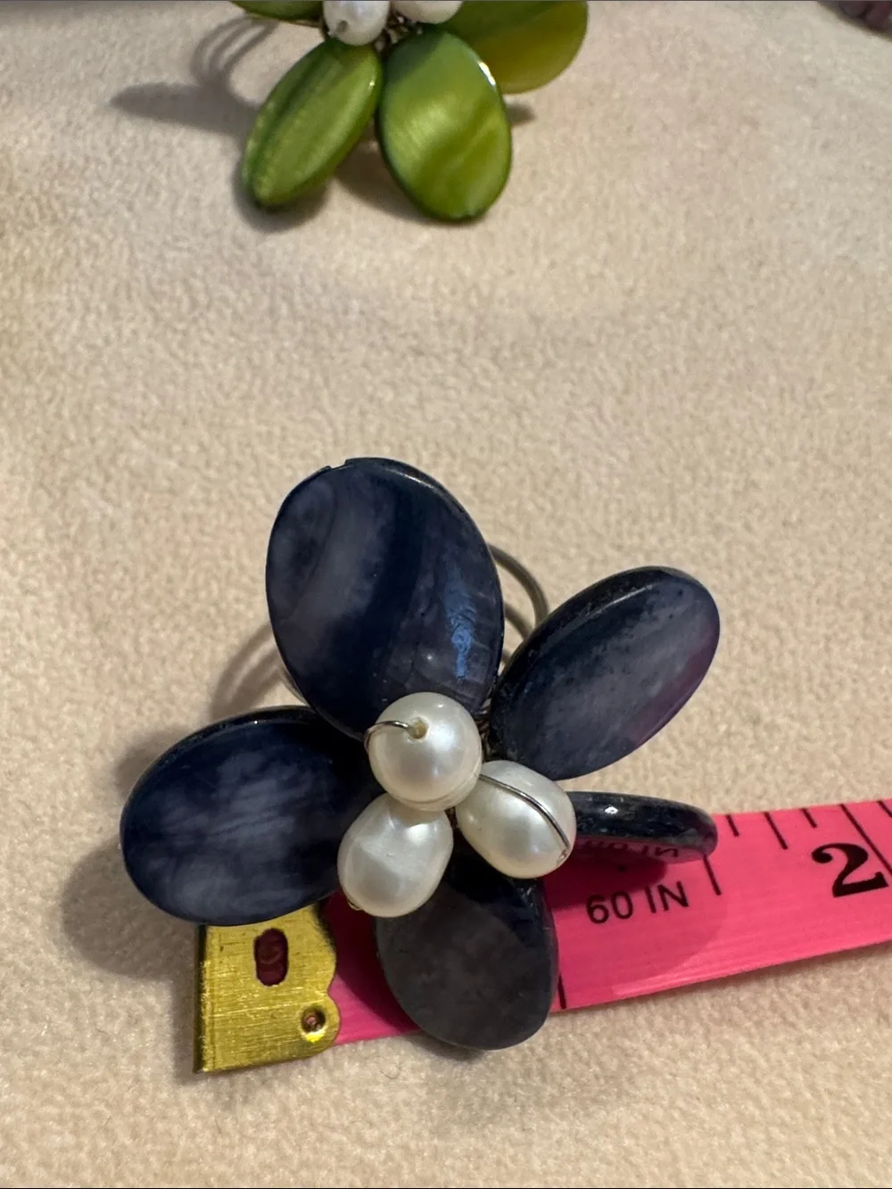 Set of Women's Floral Pink Heart, Lime, Yellow, Grey Floral, and Jaguar Rings